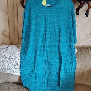 PAT#002 LuLaRoe Patrick Teal Heathered Short Sleeve Top